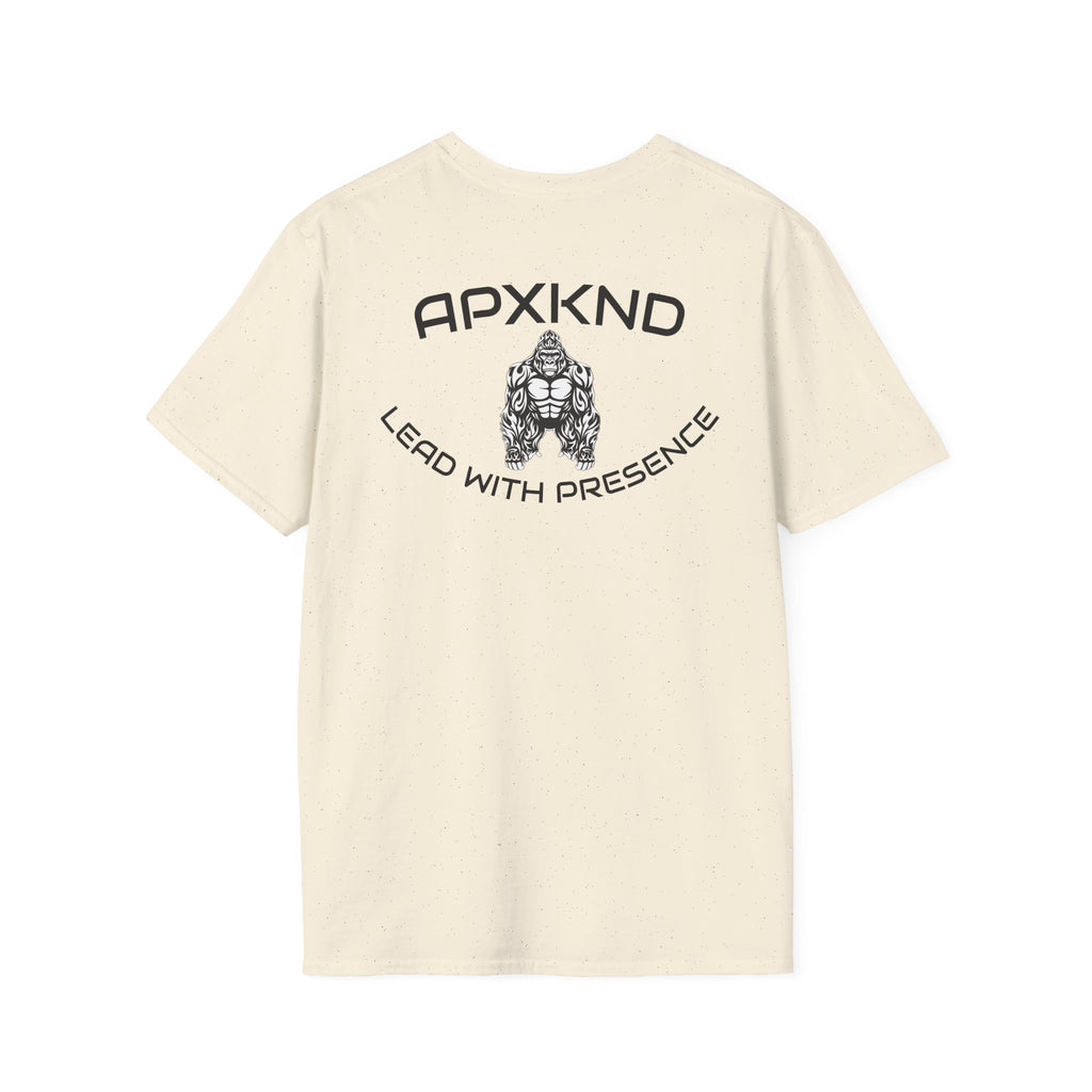 Apexkind Lead With Presence Gorilla Graphic T-Shirt – Unisex 100% Cotton Streetwear Tee, Whitec