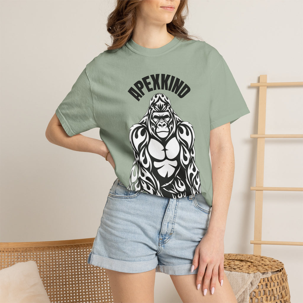 Tribal Flame Silverback Gorilla T-Shirt - Tribal Gorilla Illustration T-shirt | Bold Black Ape Design