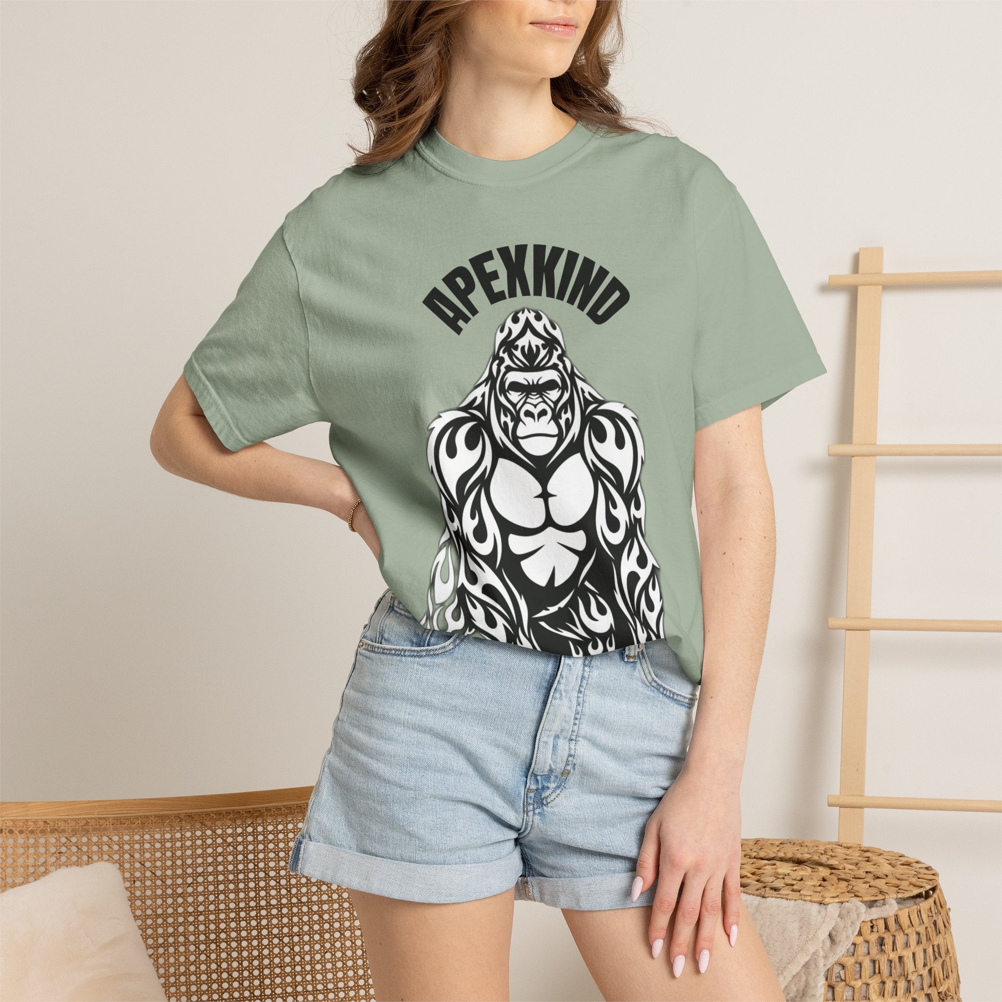 Tribal Flame Silverback Gorilla T-Shirt - Tribal Gorilla Illustration T-shirt | Bold Black Ape Design