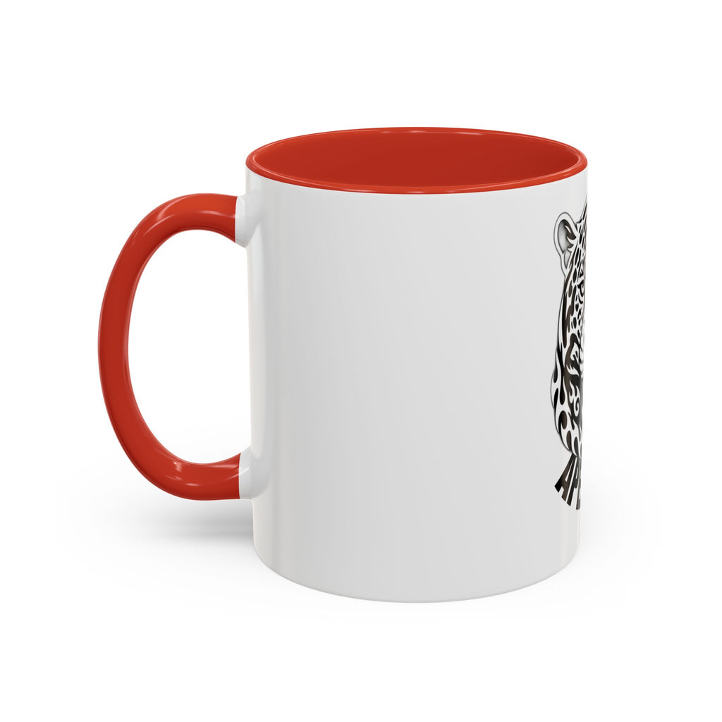 Tribal Wolf Accent Coffee Mug – Black Interior & Handle, Fierce Wolf Head Design (11/15 oz)