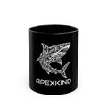 ApexKind Shark Coffee Mug — Tribal Shark Design Black Ceramic Mug (11oz & 15oz)