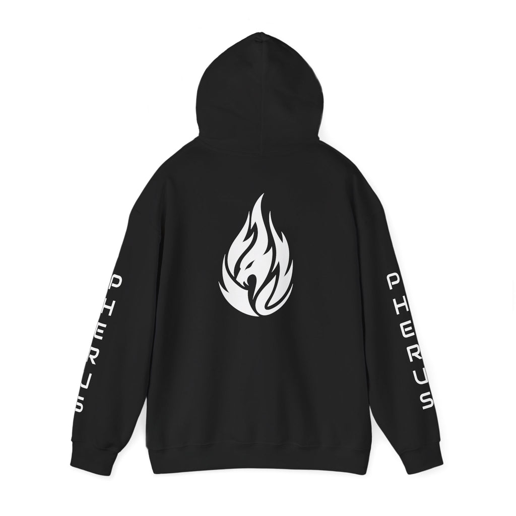 FERAL FLAME  Hoodie — Bold Flame Logo Pullover with Sleeve Text