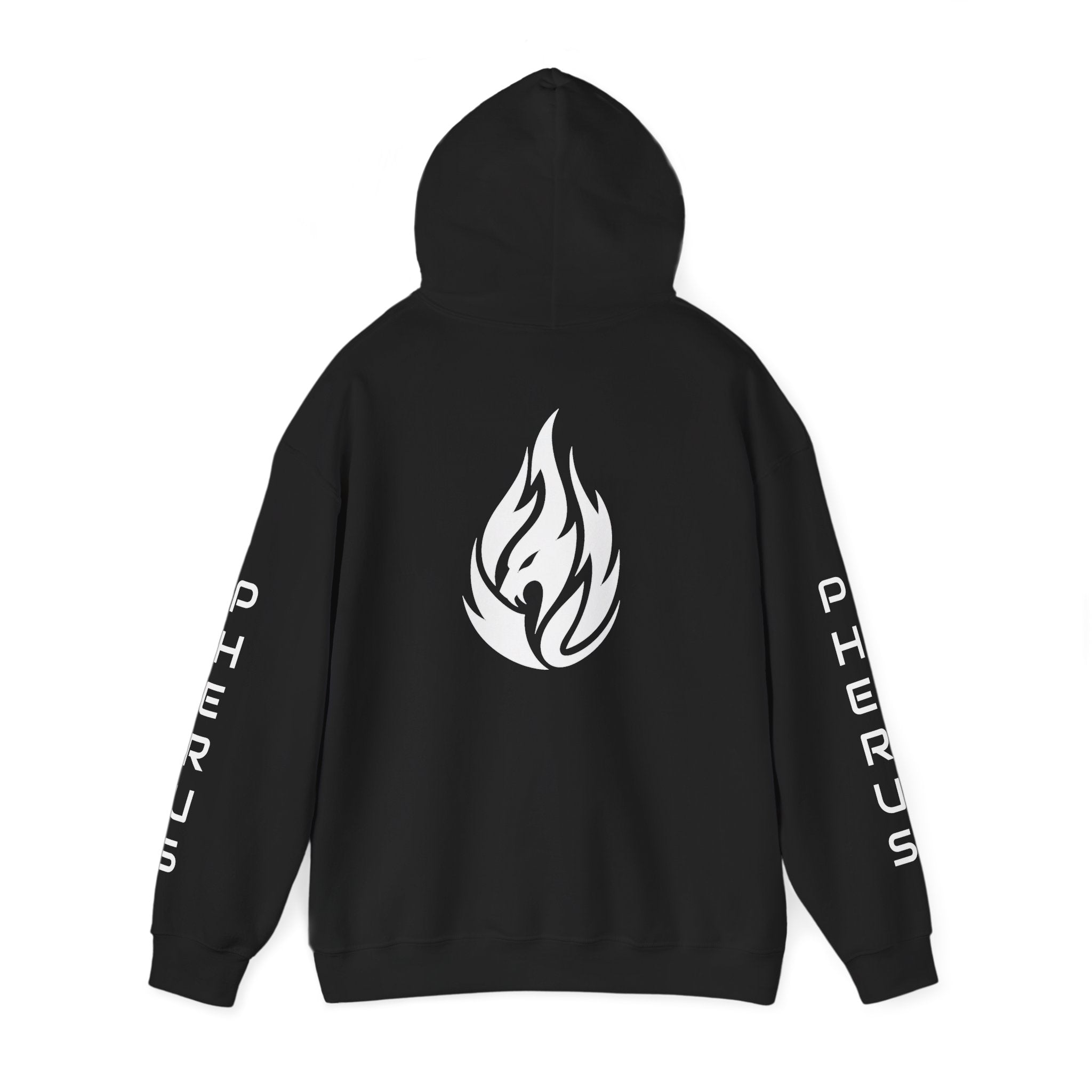 FERAL FLAME  Hoodie — Bold Flame Logo Pullover with Sleeve Text