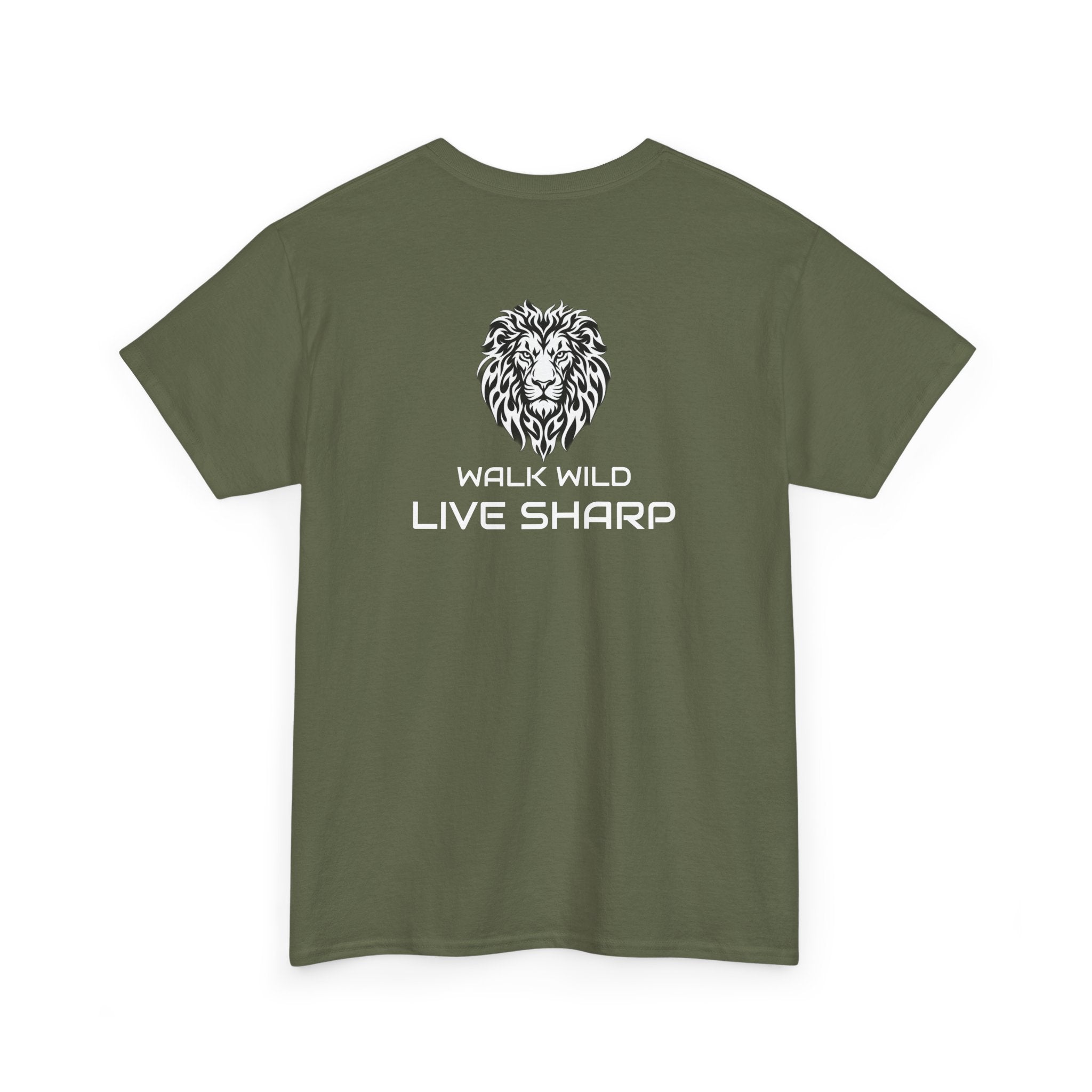 ApexKind Lion Tee — Motivational Lion Graphic T-Shirt ("WALK WILD LIVE SHARP")