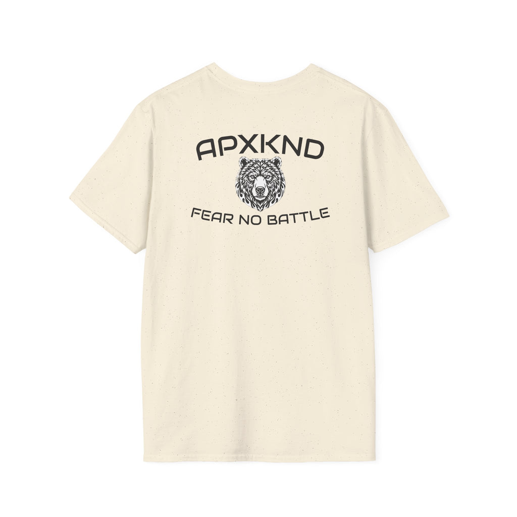 Apexkind Fear No Battle Grizzly Graphic T-Shirt – Unisex 100% Cotton Streetwear Tee, White