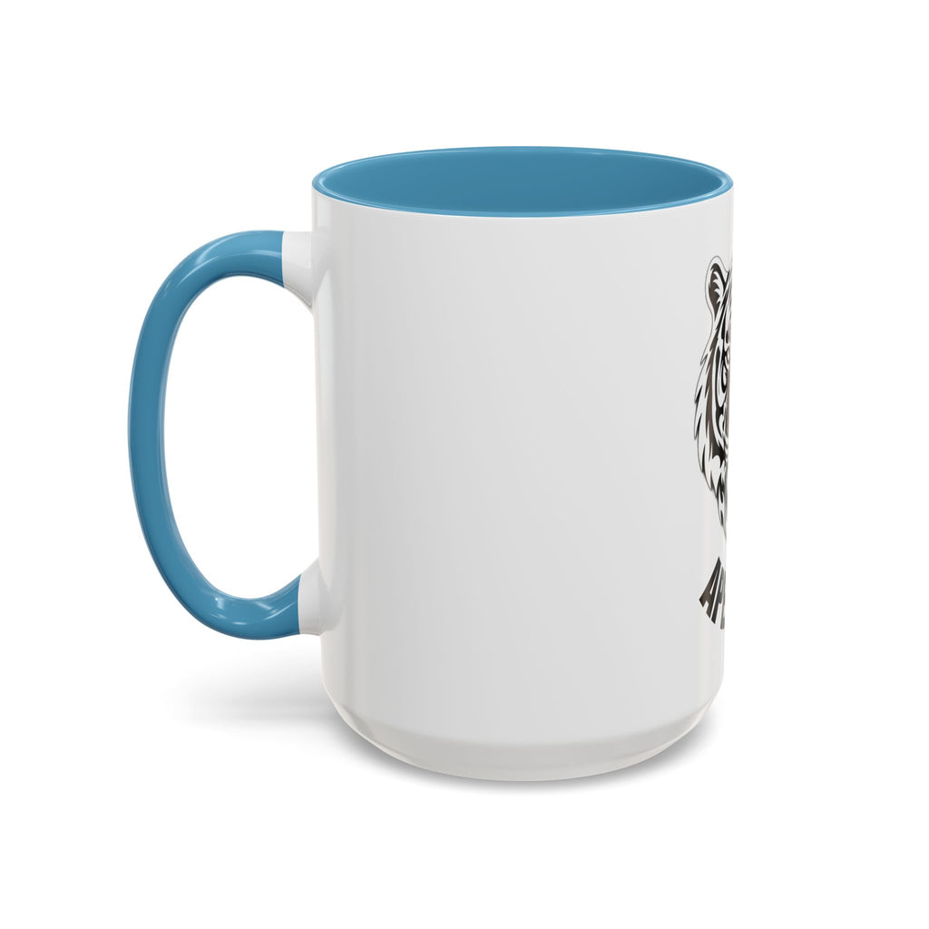 Tiger Head Accent Coffee Mug — Monochrome Tribal Tiger Face Ceramic Cup (11/15oz)