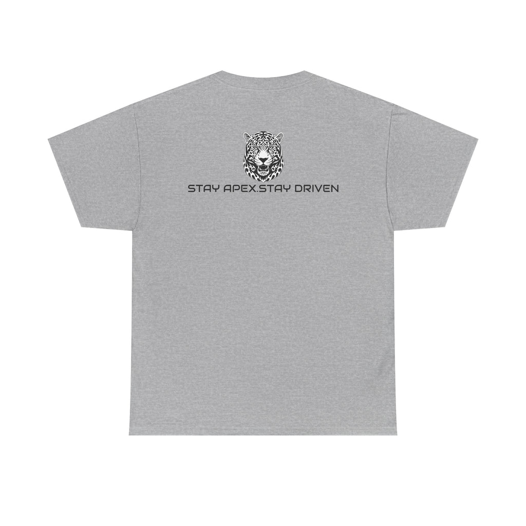 ApexKind Leopard Graphic Tee — 'Stay Apex Stay Driven' Motivational Cotton Shirt