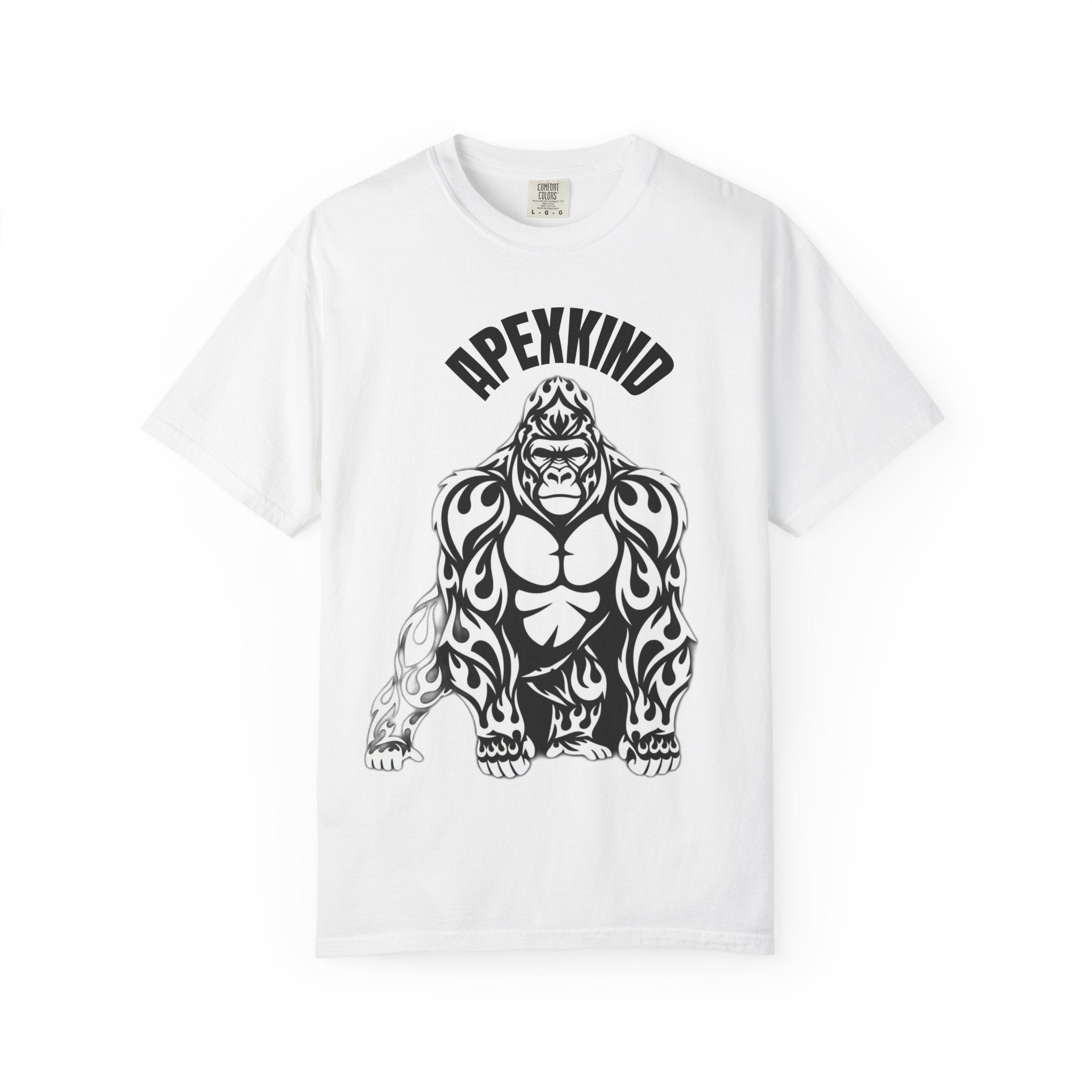 Tribal Flame Silverback Gorilla T-Shirt - Tribal Gorilla Illustration T-shirt | Bold Black Ape Design