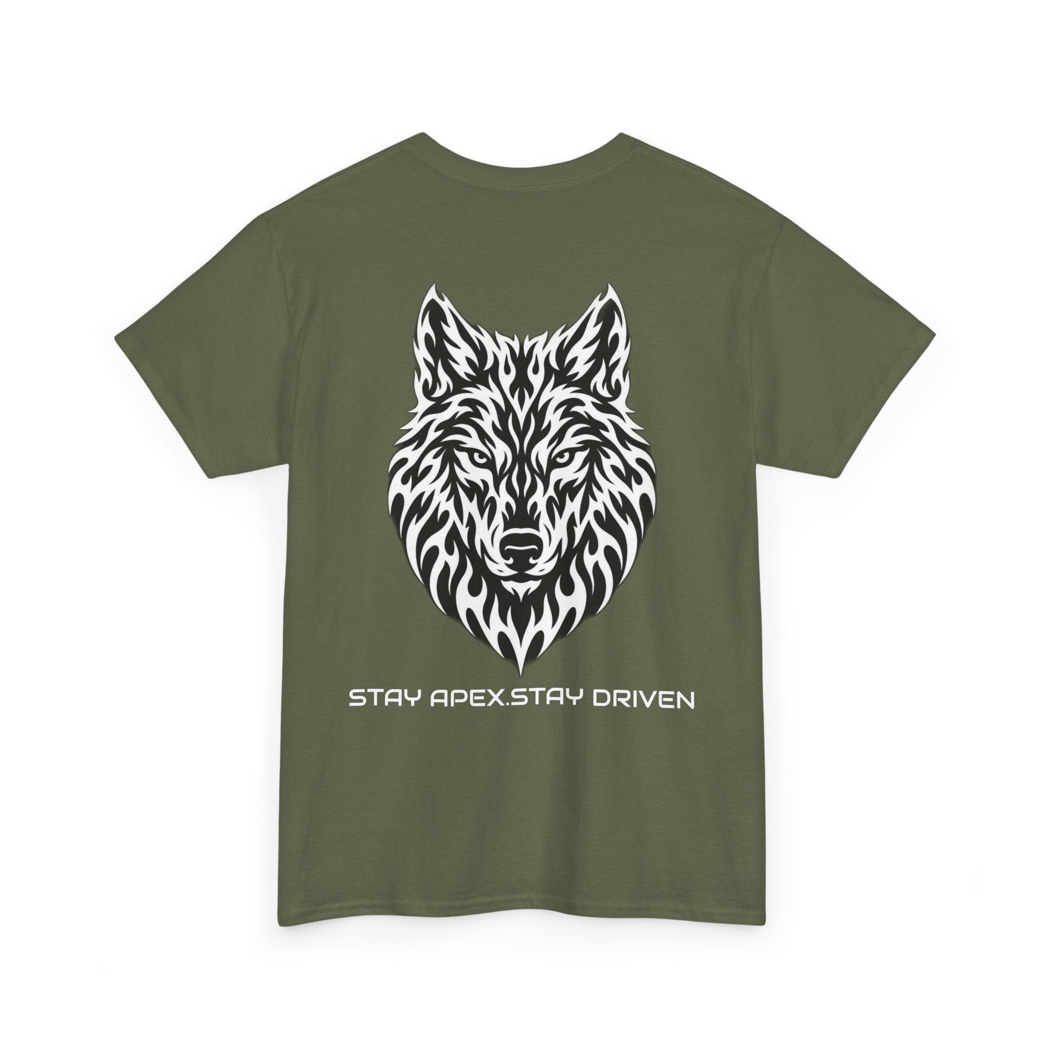 Wolf Head Graphic T-Shirt — "Stay Apex Stay Driven" Motivational Tee