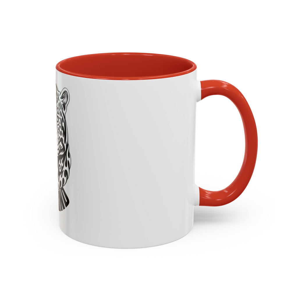 Tribal Wolf Accent Coffee Mug – Black Interior & Handle, Fierce Wolf Head Design (11/15 oz)
