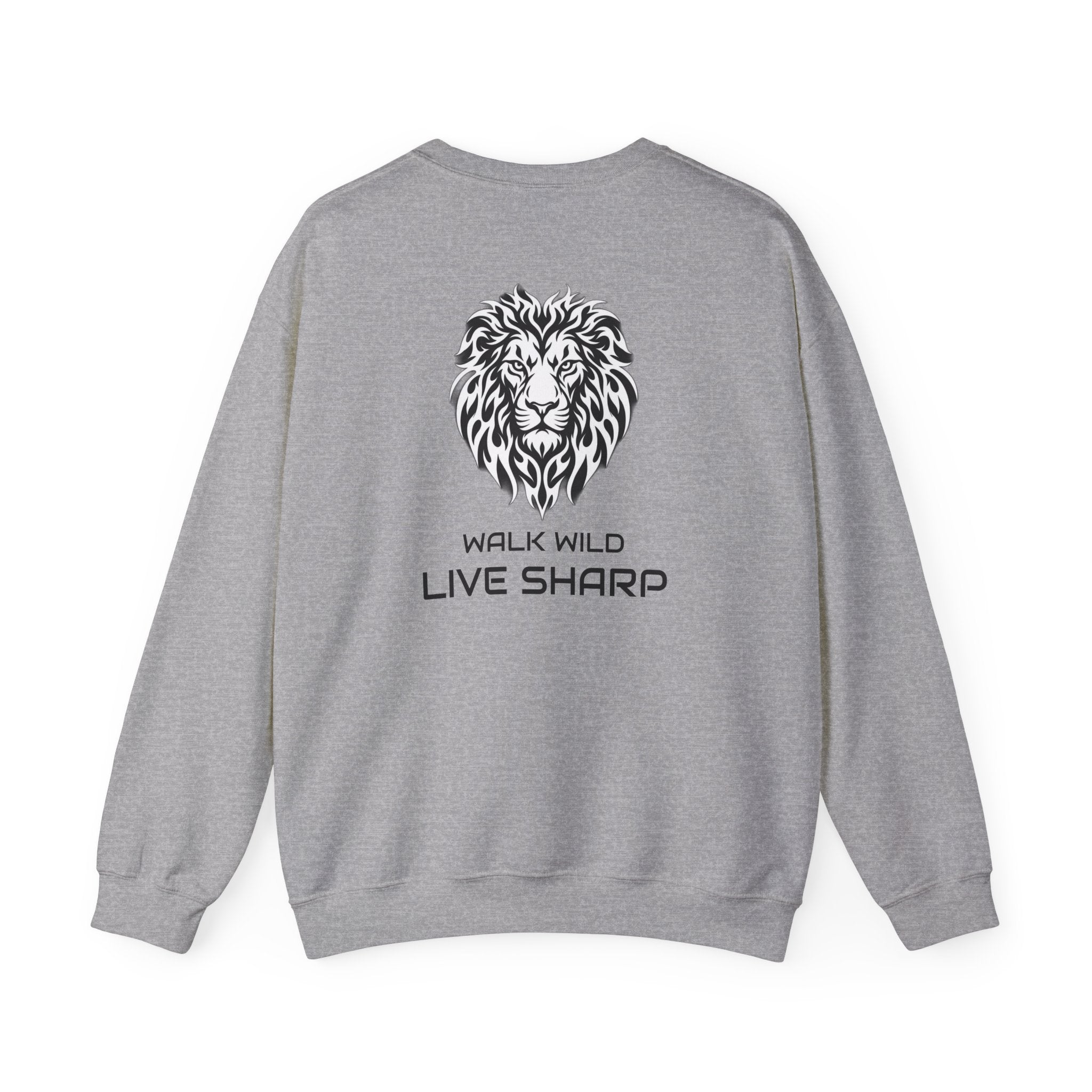 ApexKind Lion Crewneck Sweatshirt — 'Walk Wild, Live Sharp' Graphic