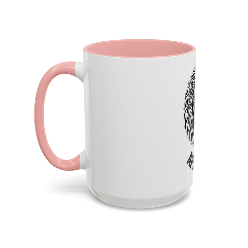 Lion Head Accent Coffee Mug — Black Tribal Lion Design (11oz & 15oz)