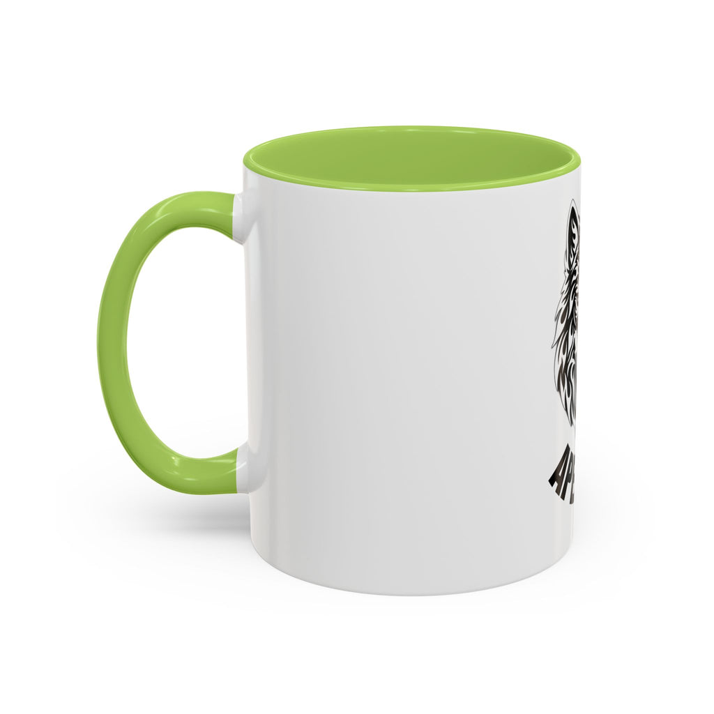 Tribal Wolf Accent Coffee Mug – Black Interior & Handle, Fierce Wolf Head Design (11/15 oz)