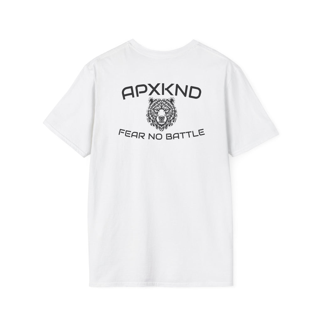 Apexkind Fear No Battle Grizzly Graphic T-Shirt – Unisex 100% Cotton Streetwear Tee, White