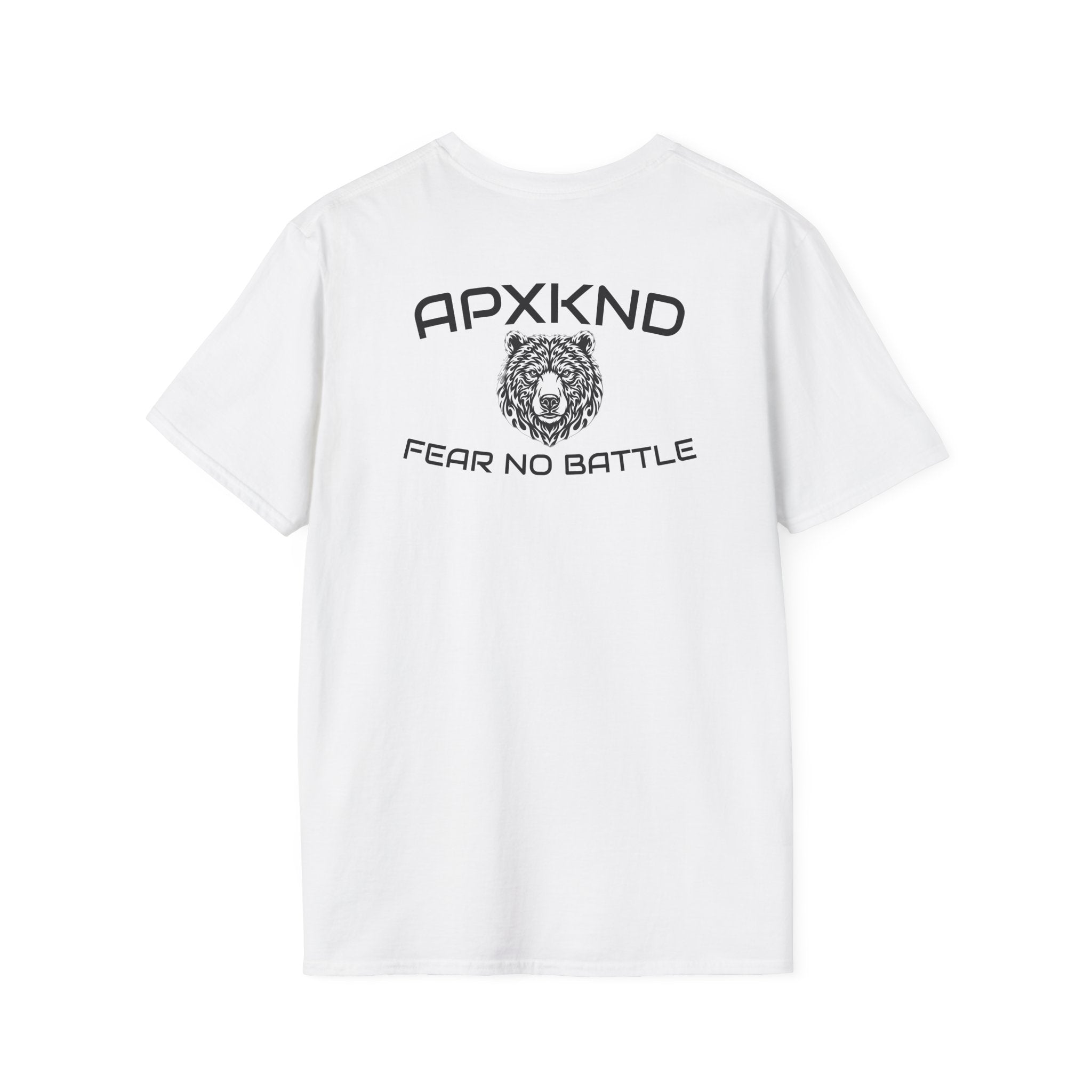 Apexkind Fear No Battle Grizzly Graphic T-Shirt – Unisex 100% Cotton Streetwear Tee, White