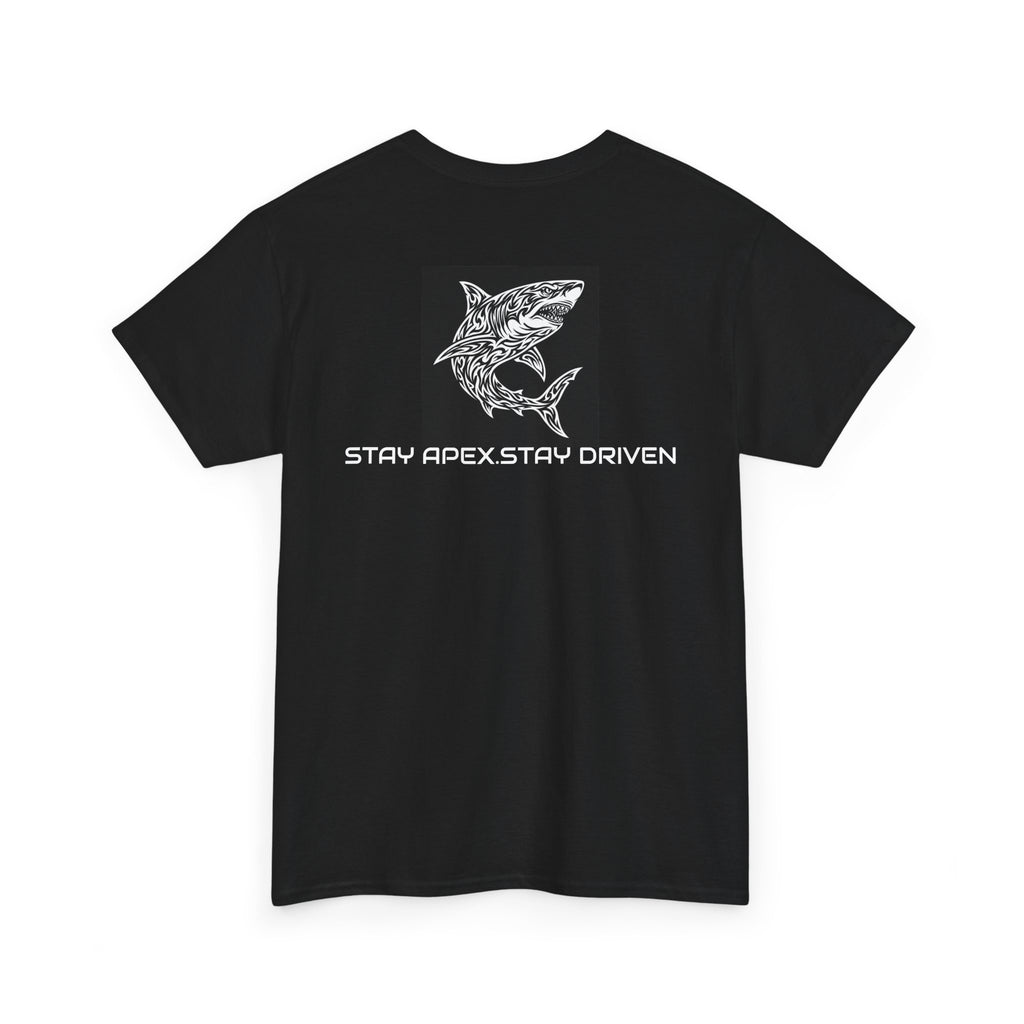 ApexKind Shark Tee — Tribal Shark Graphic Shirt with “APEXKIND” & “Stay Apex, Stay Driven”