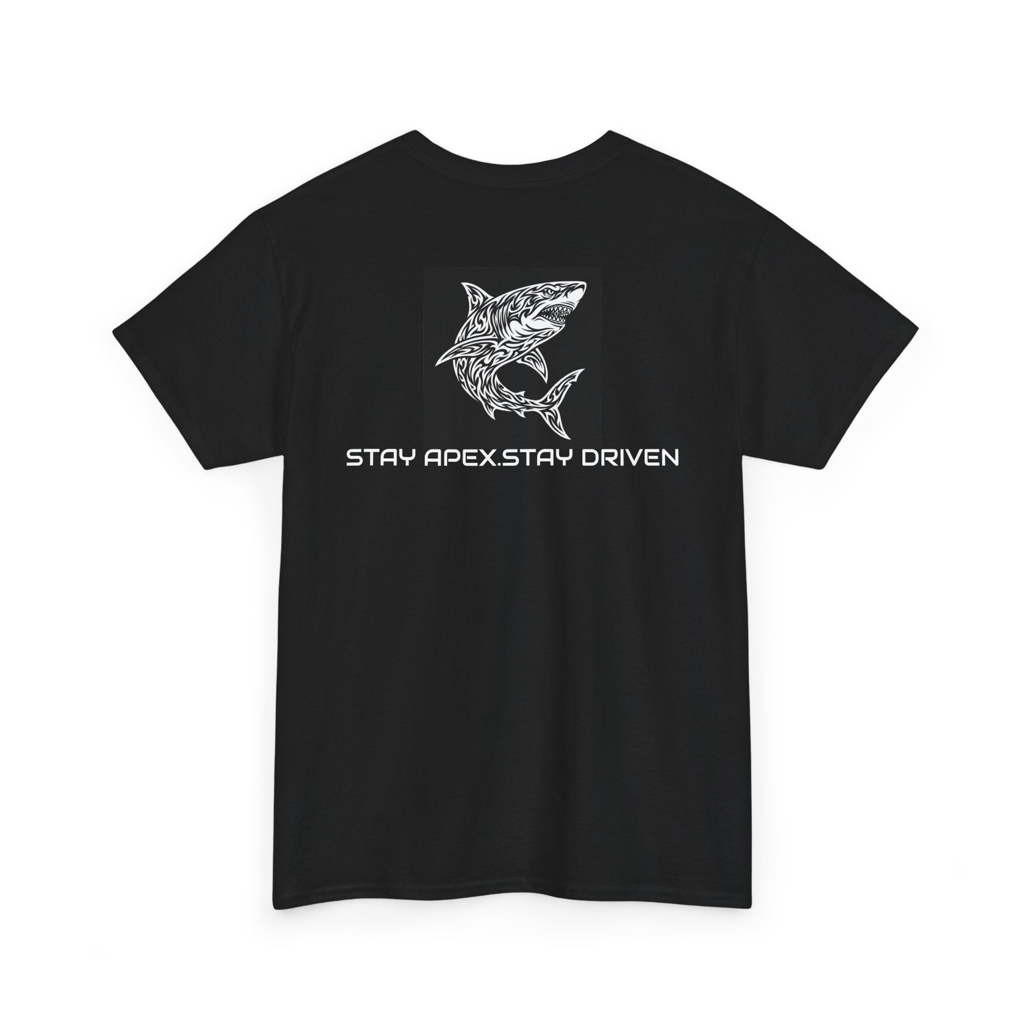 ApexKind Shark Tee — Tribal Shark Graphic Shirt with “APEXKIND” & “Stay Apex, Stay Driven”