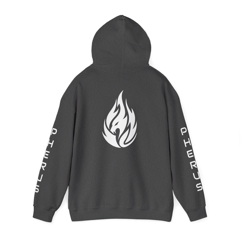 FERAL FLAME  Hoodie — Bold Flame Logo Pullover with Sleeve Text