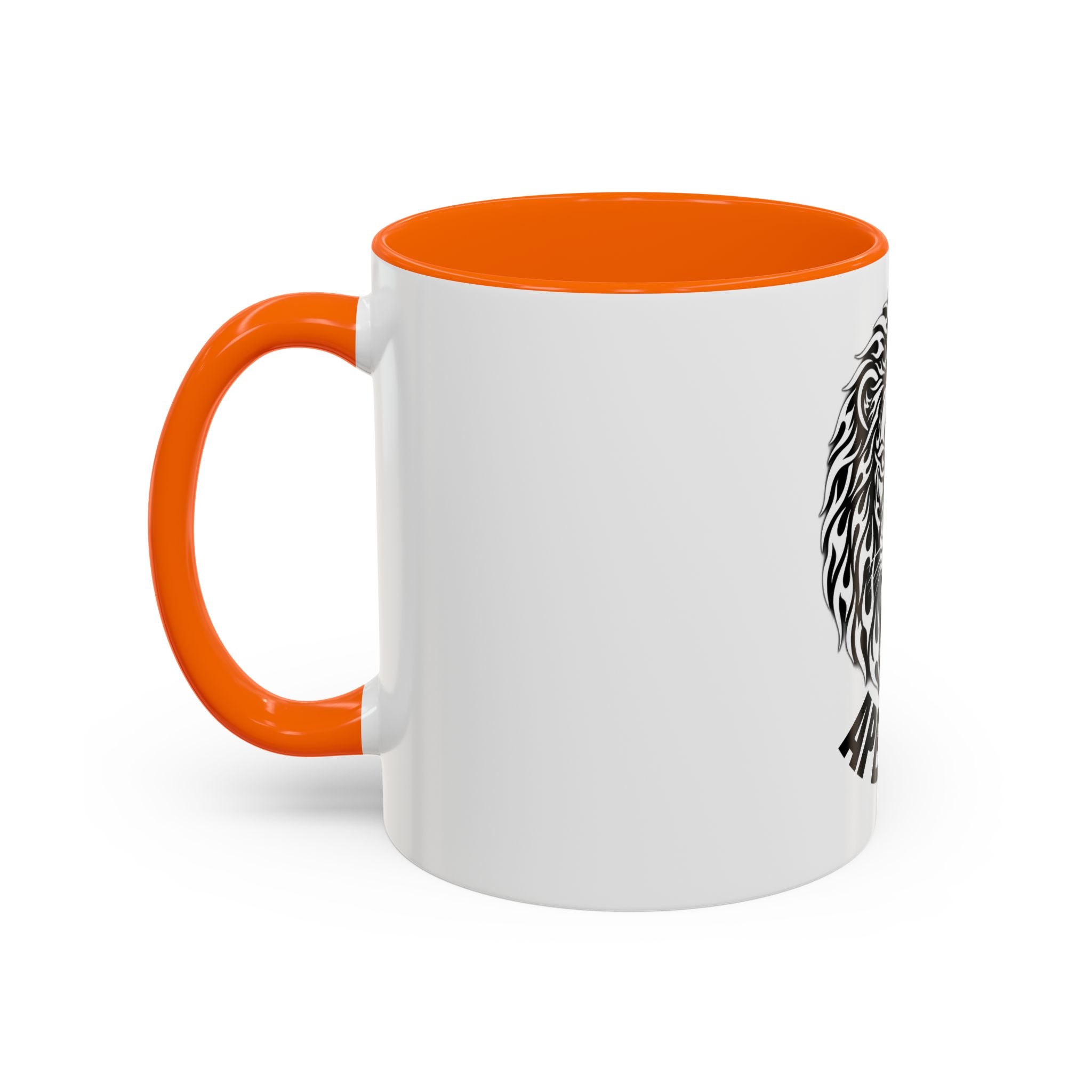 Lion Head Accent Coffee Mug — Black Tribal Lion Design (11oz & 15oz)