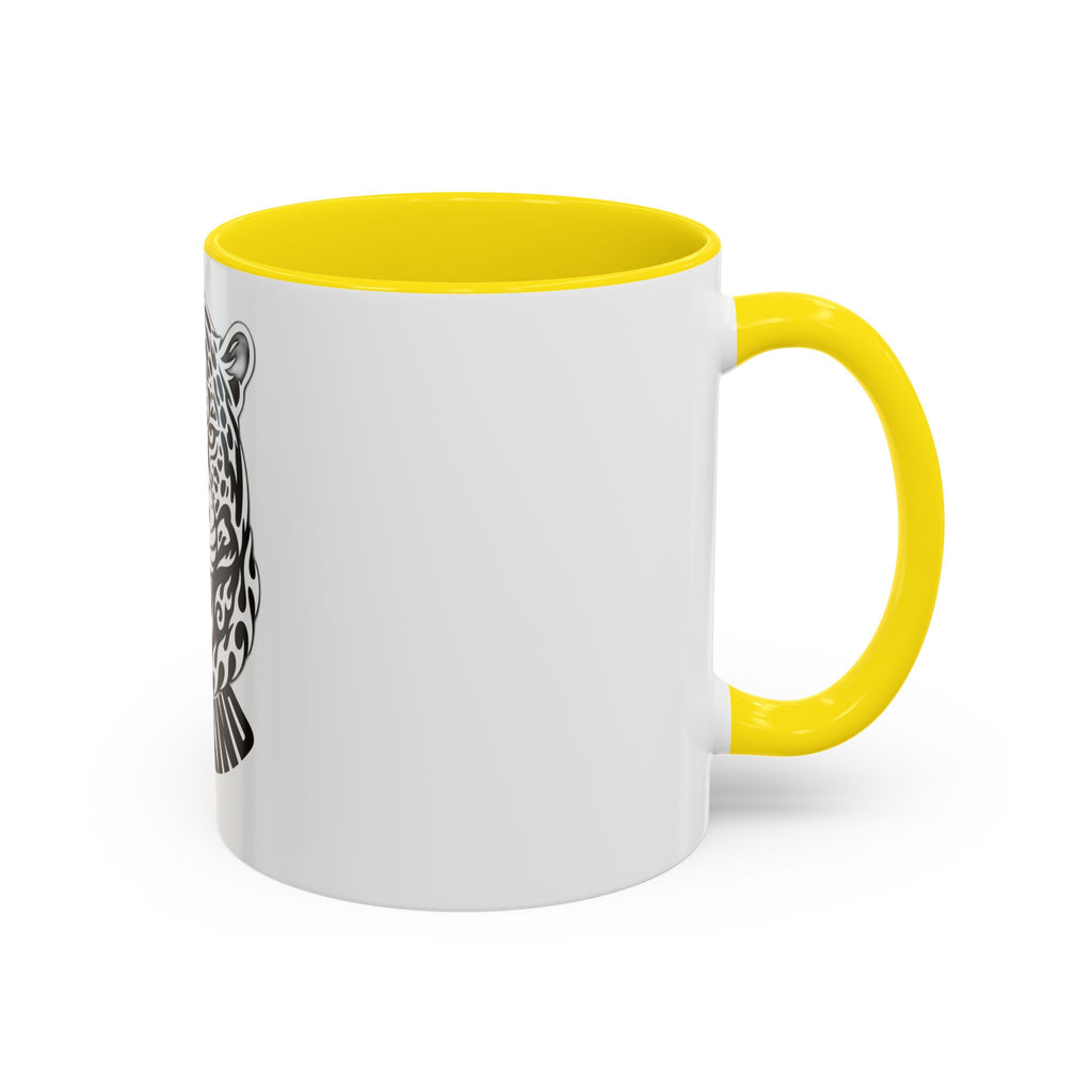 Tribal Wolf Accent Coffee Mug – Black Interior & Handle, Fierce Wolf Head Design (11/15 oz)