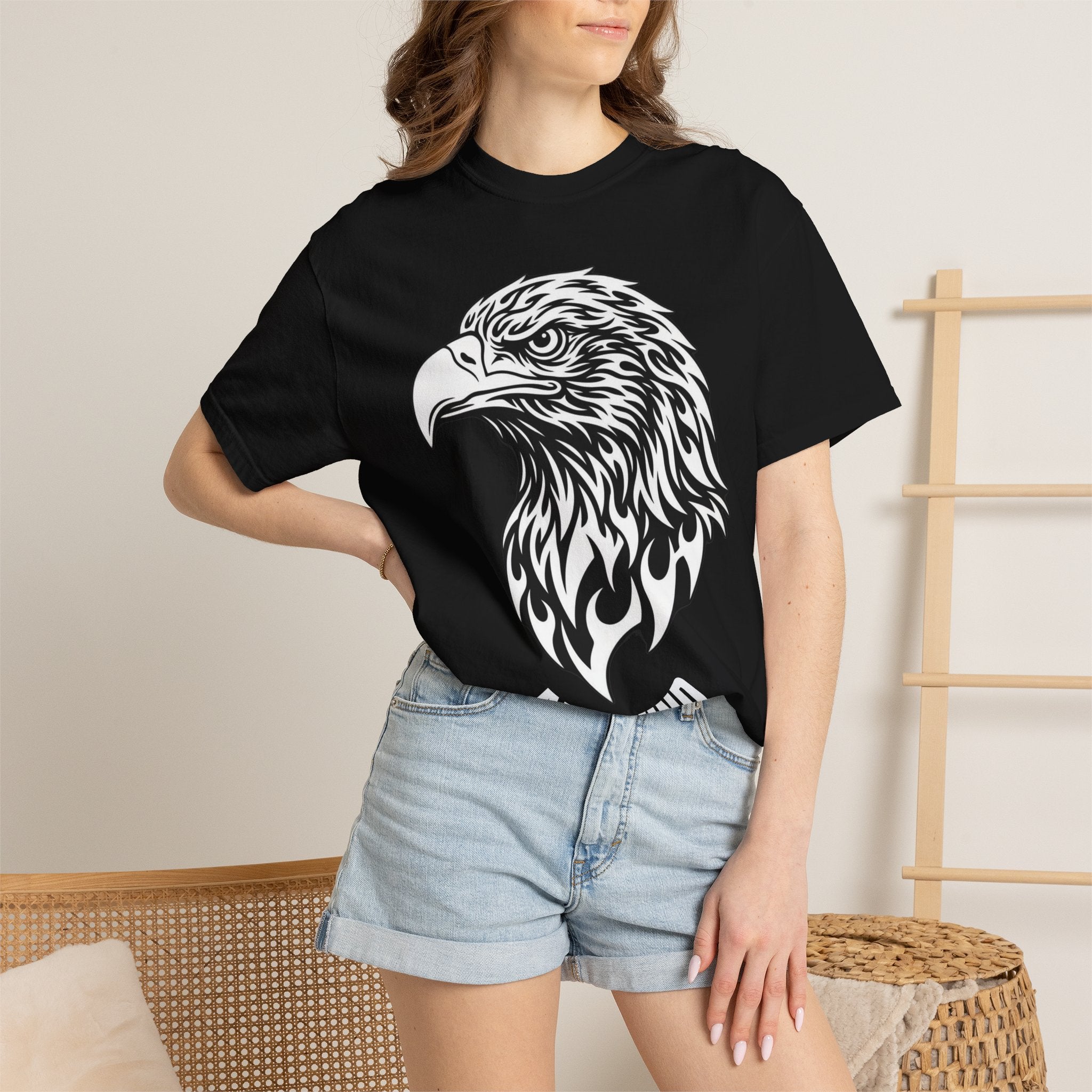 BLACK Eagle Head Graphic T-Shirt — APEKKIND Bold Americana Tee
