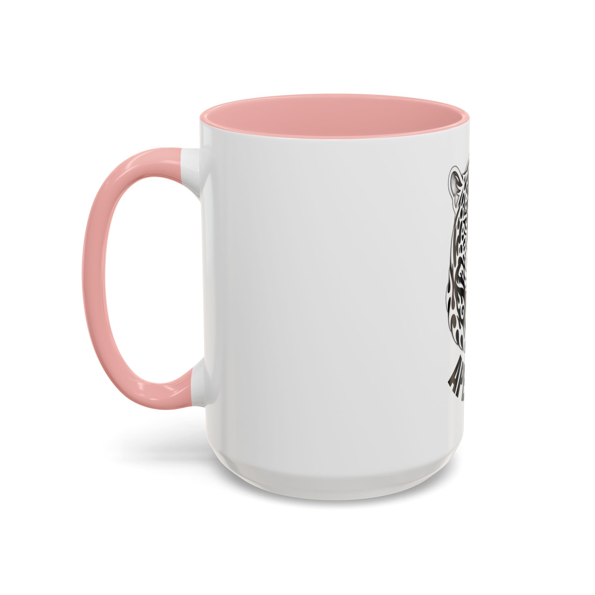 Tribal Wolf Accent Coffee Mug – Black Interior & Handle, Fierce Wolf Head Design (11/15 oz)