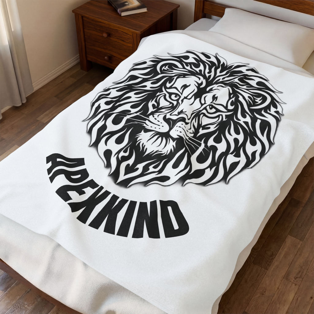 Lion Head 'APEXKIND' Velveteen Plush Blanket — Soft Decorative Throw for Living Room, Bedroom, Gifts