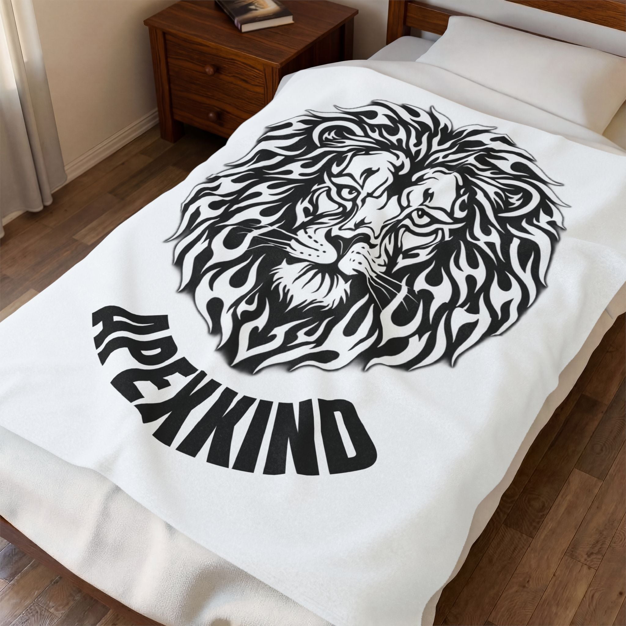 Lion Head 'APEXKIND' Velveteen Plush Blanket — Soft Decorative Throw for Living Room, Bedroom, Gifts