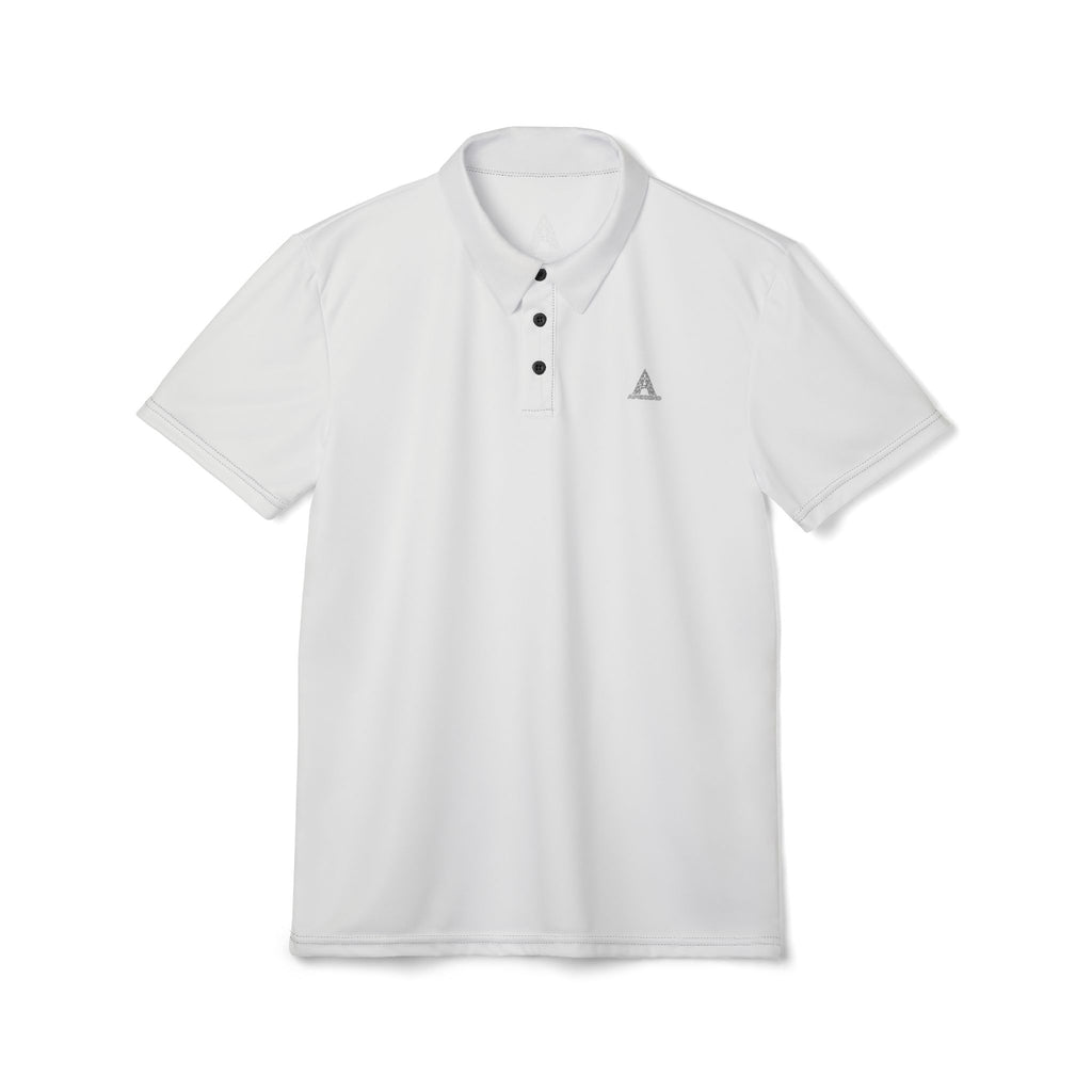Classic White Polo Shirt with Minimal Embroidered Triangle Logo