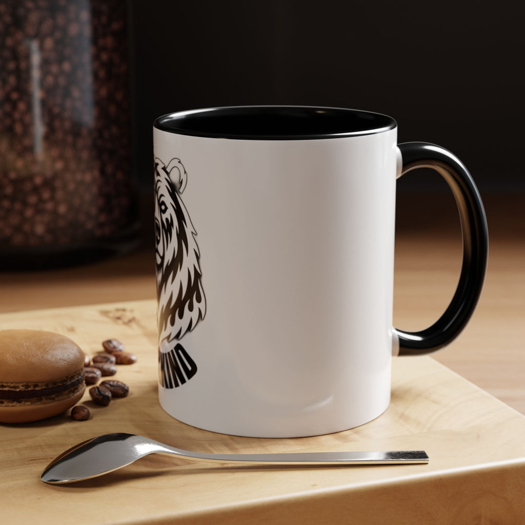 Bear Head Coffee Mug — Monochrome Tribal Bear Accent Mug