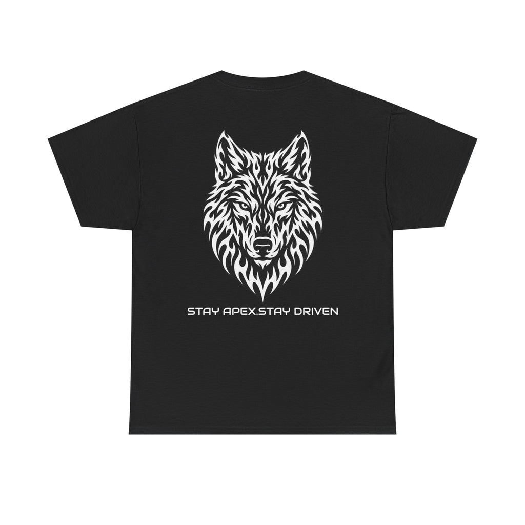 Wolf Head Graphic T-Shirt — "Stay Apex Stay Driven" Motivational Tee