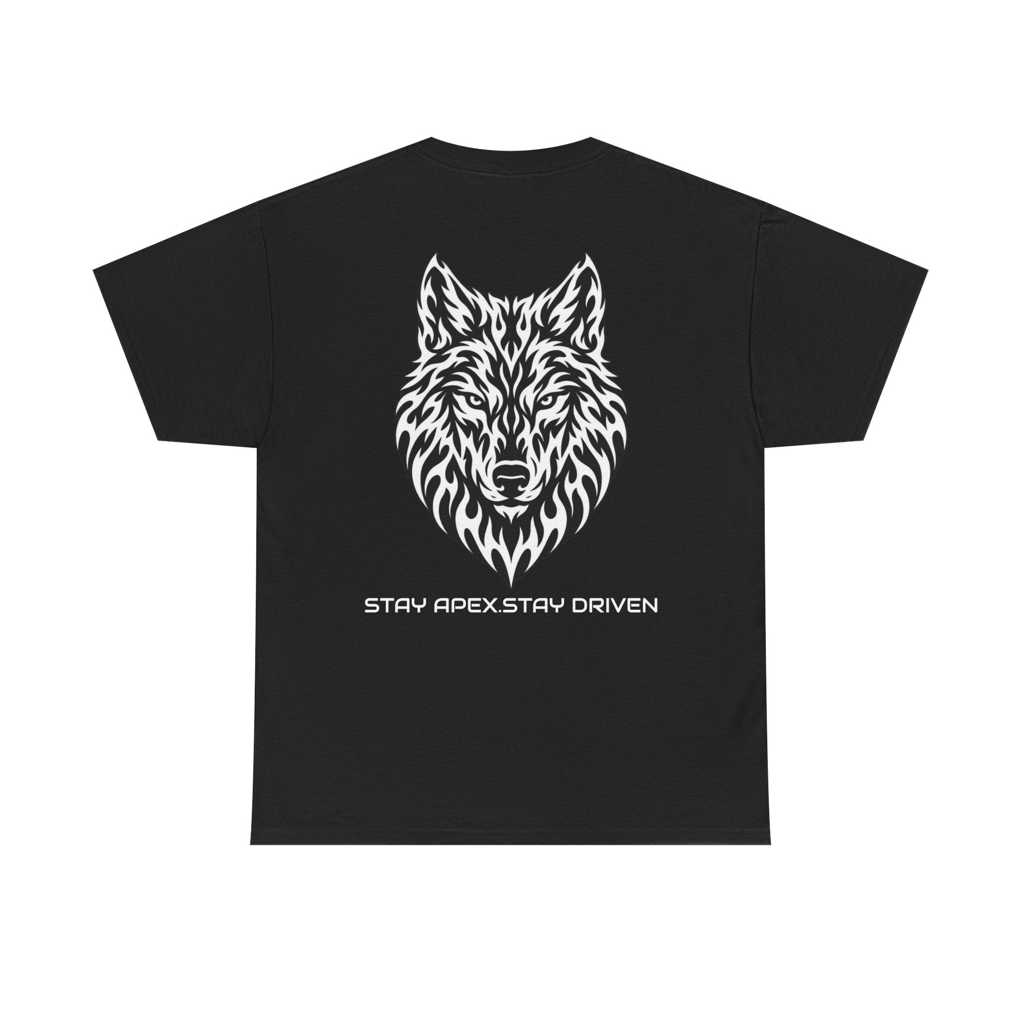 Wolf Head Graphic T-Shirt — "Stay Apex Stay Driven" Motivational Tee