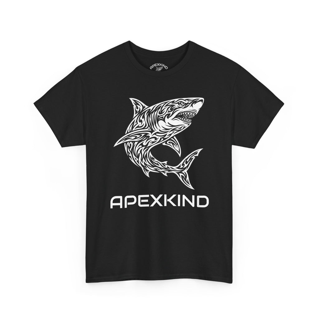 ApexKind Shark Tee — Tribal Shark Graphic Shirt with “APEXKIND” & “Stay Apex, Stay Driven”