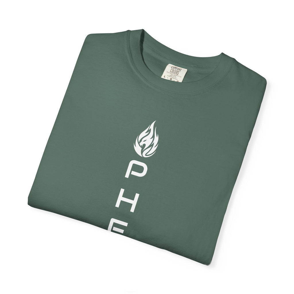 Pherus Vertical Flame Tee — Unisex Garment-Dyed Graphic T-Shirt