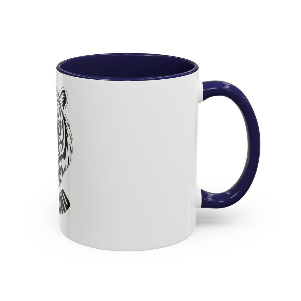 Tiger Head Accent Coffee Mug — Monochrome Tribal Tiger Face Ceramic Cup (11/15oz)