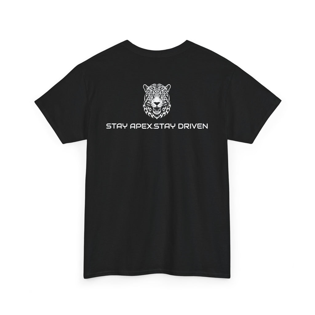 ApexKind Leopard Graphic Tee — 'Stay Apex, Stay Driven' Motivational T‑Shirt
