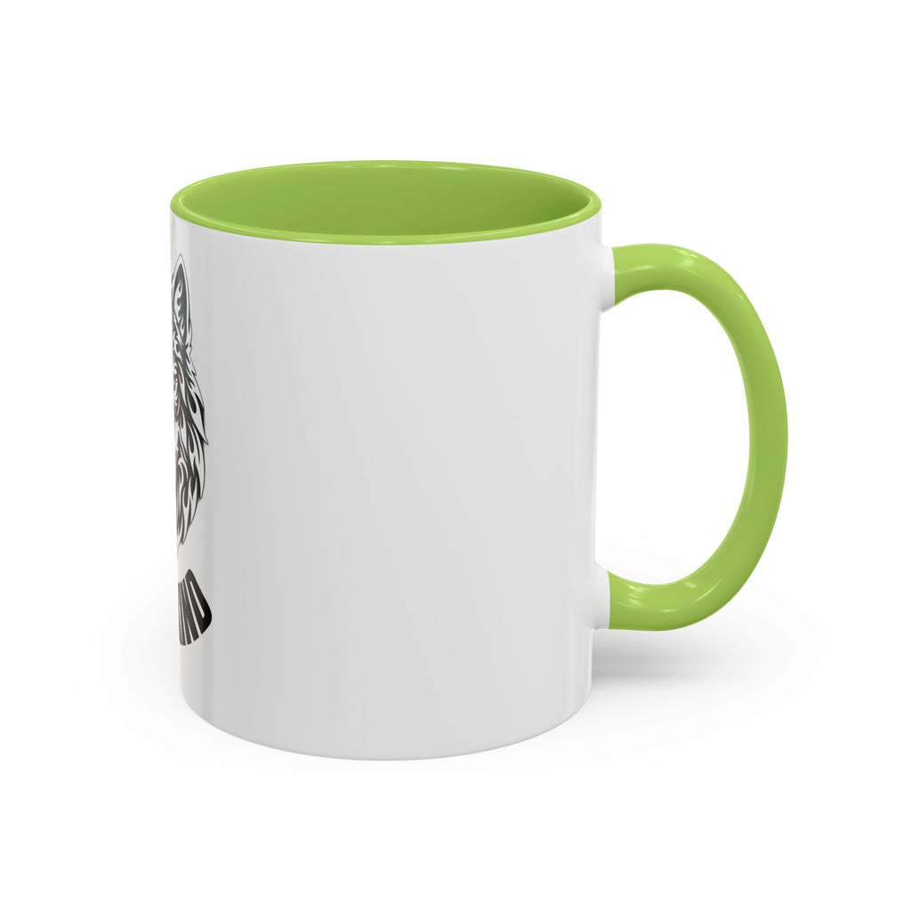 Tribal Wolf Accent Coffee Mug – Black Interior & Handle, Fierce Wolf Head Design (11/15 oz)