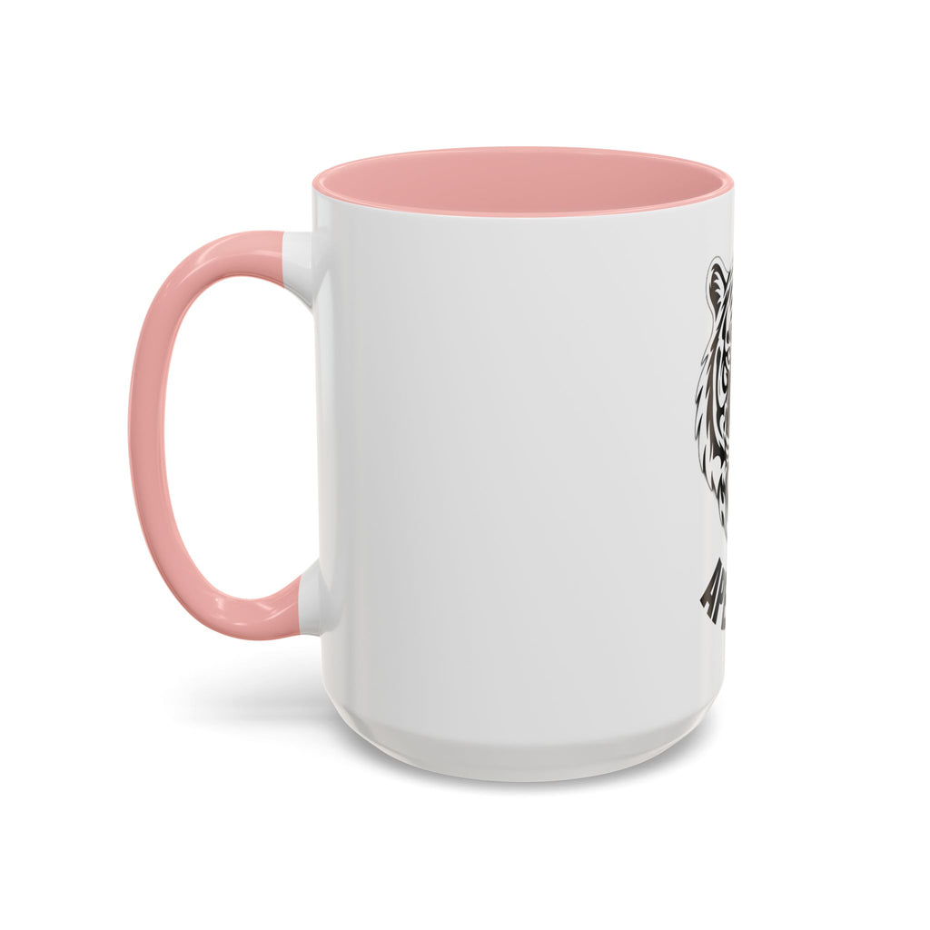 Tiger Head Accent Coffee Mug — Monochrome Tribal Tiger Face Ceramic Cup (11/15oz)