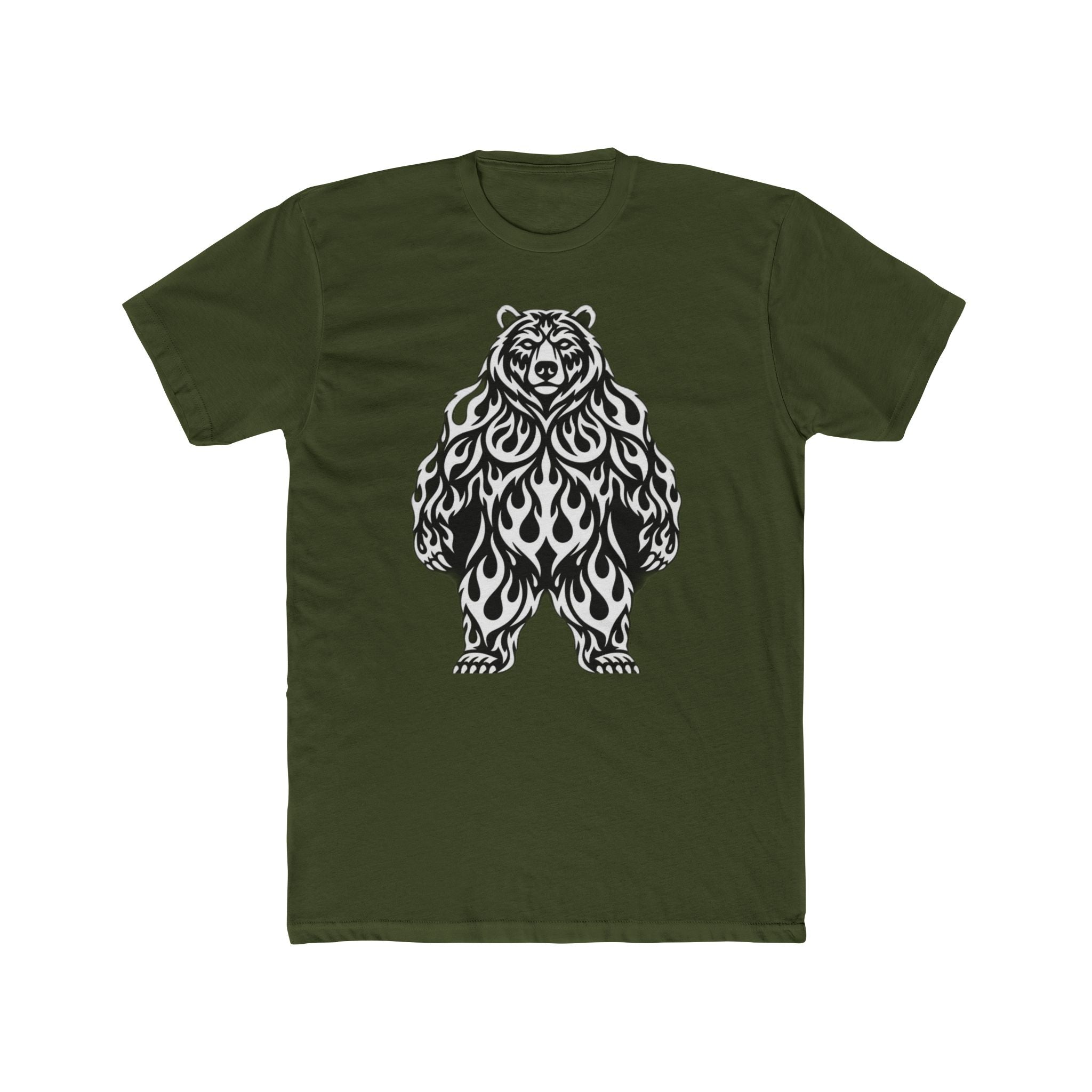Flame Bear Graphic Tee — Tribal-Inspired Black Bear T-Shirt