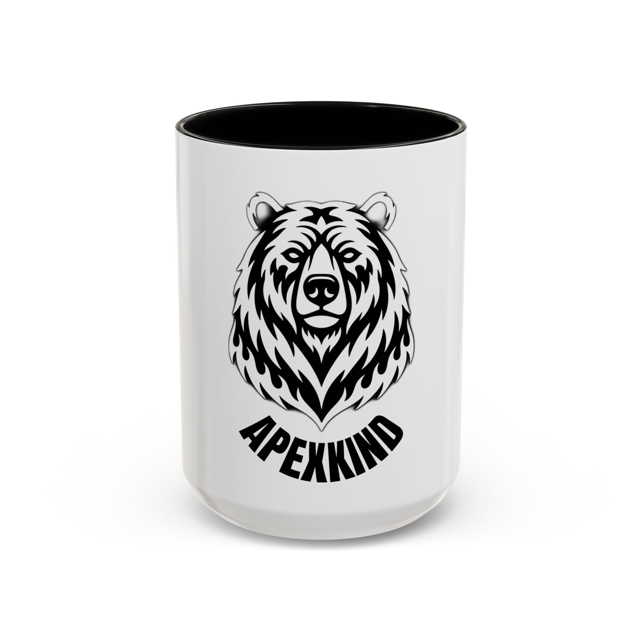 Bear Head Coffee Mug — Monochrome Tribal Bear Accent Mug