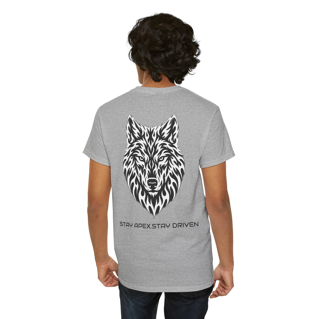 Wolf Graphic Tee — 'Stay Apex, Stay Driven' Motivational Shirt