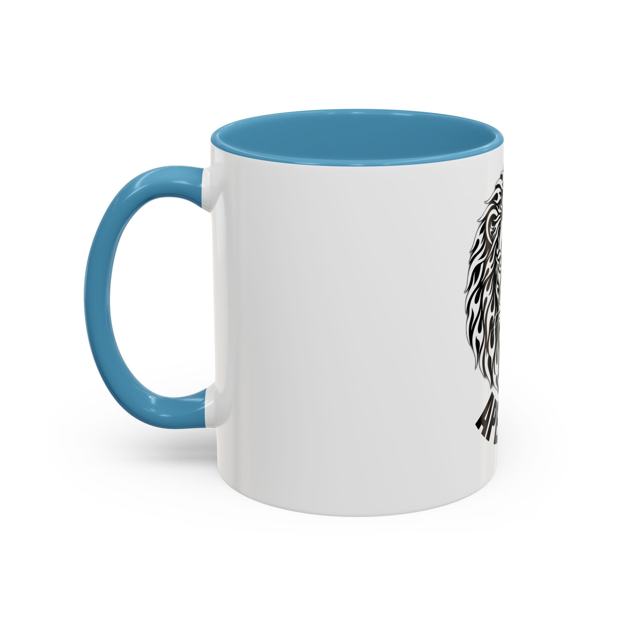Lion Head Accent Coffee Mug — Black Tribal Lion Design (11oz & 15oz)