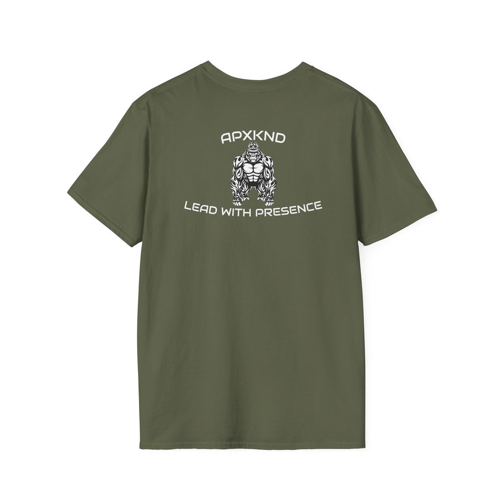 Apexkind Lead With Presence Gorilla Graphic T-Shirt – Unisex 100% Cotton Streetwear Tee, White