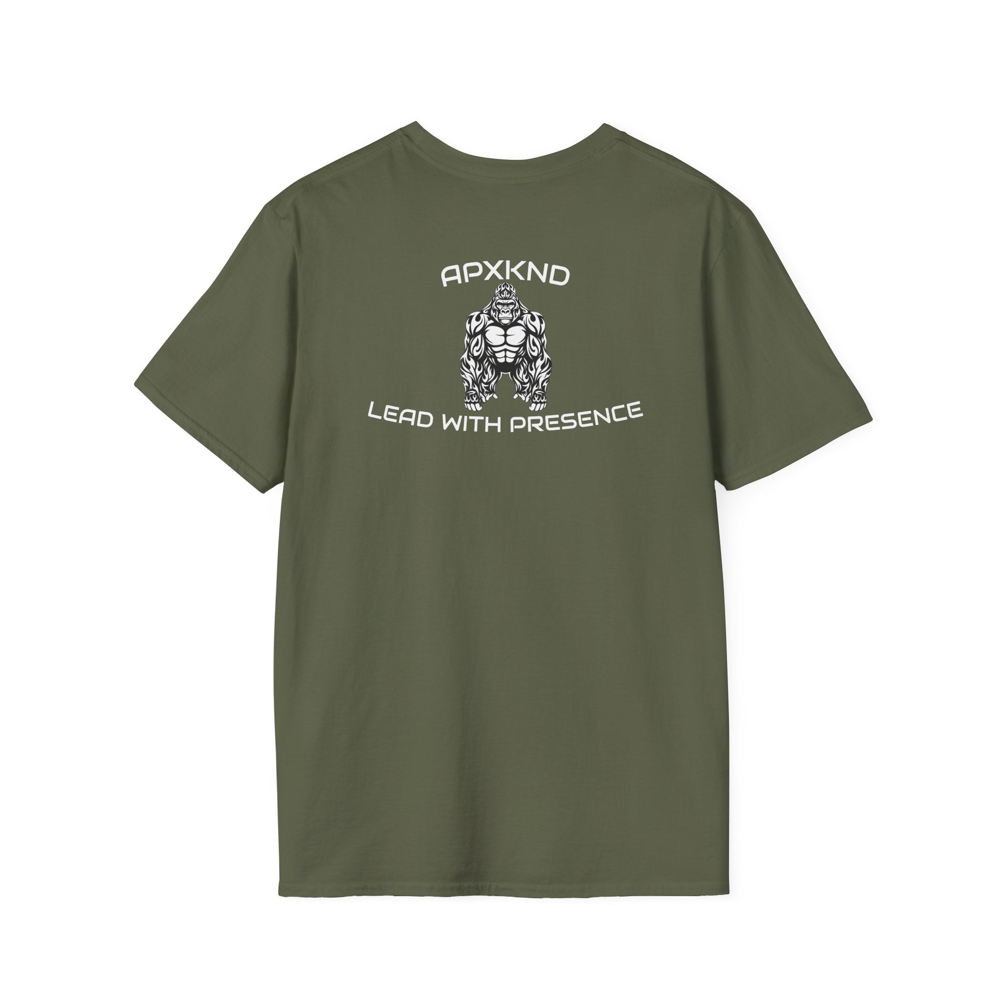 Apexkind Lead With Presence Gorilla Graphic T-Shirt – Unisex 100% Cotton Streetwear Tee, White