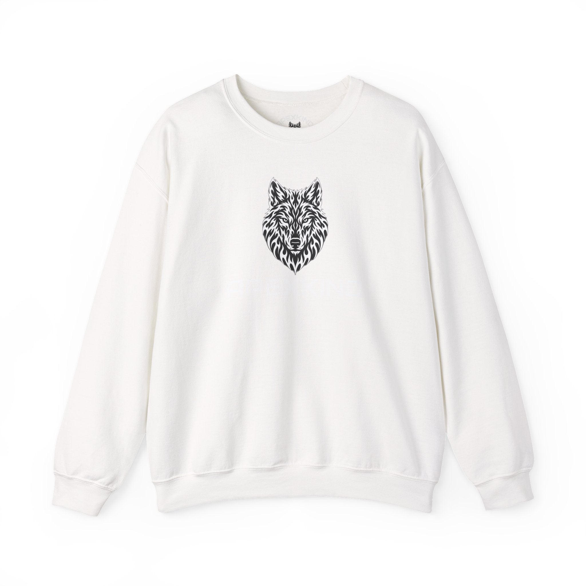 Wolf Head Crewneck Sweatshirt — Tribal Wolf Graphic Pullover