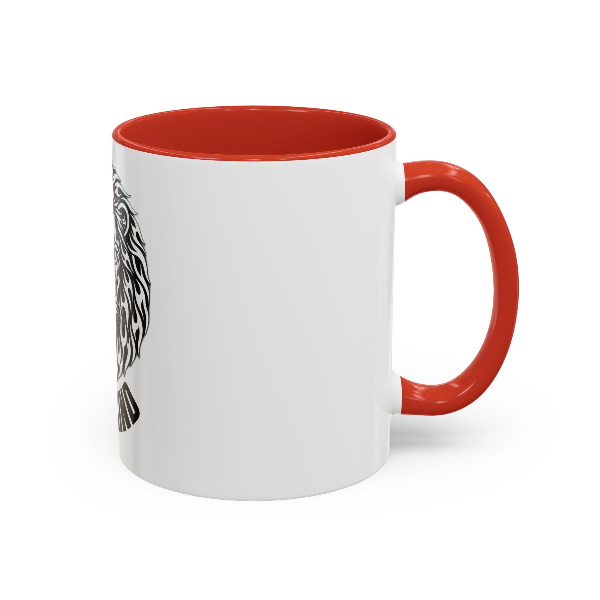Lion Head Accent Coffee Mug — Black Tribal Lion Design (11oz & 15oz)