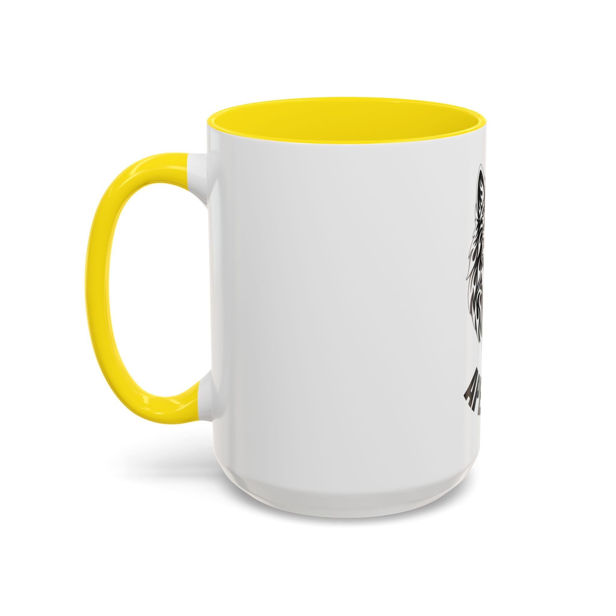 Tribal Wolf Accent Coffee Mug – Black Interior & Handle, Fierce Wolf Head Design (11/15 oz)