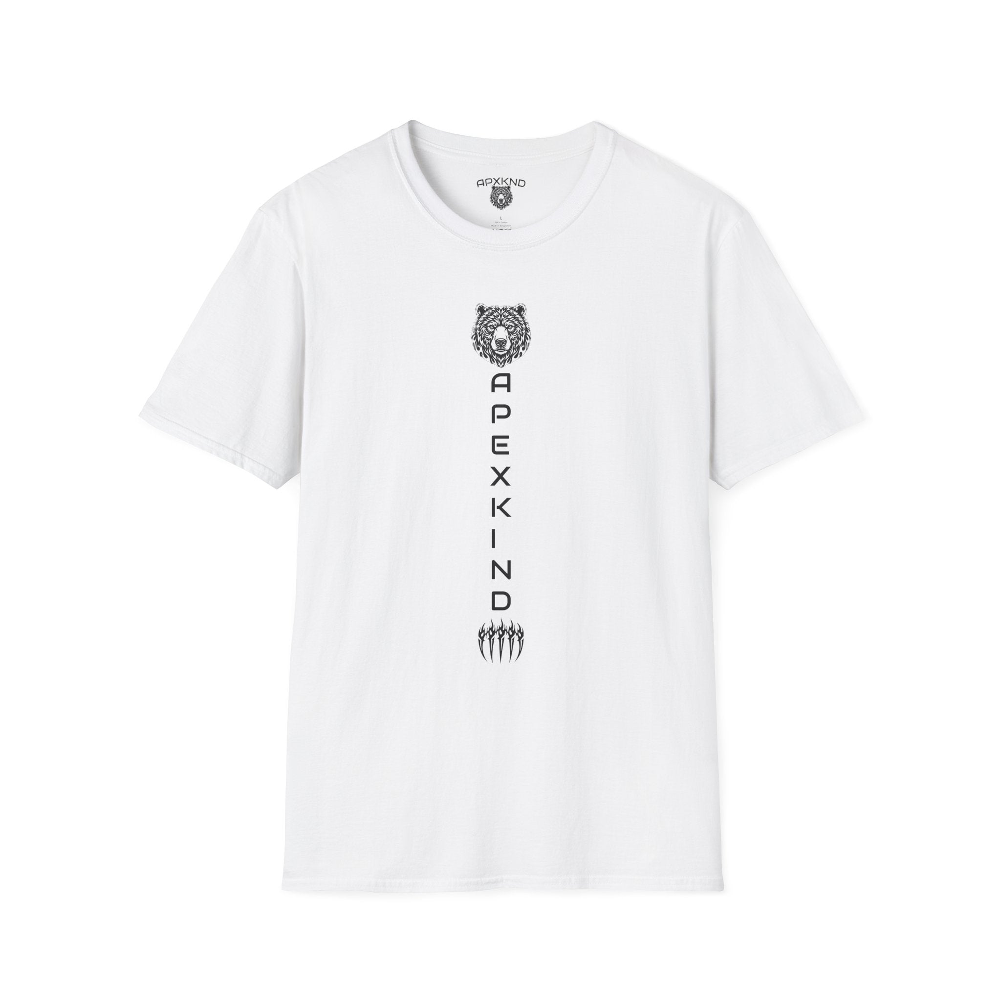 Apexkind Fear No Battle Grizzly Graphic T-Shirt – Unisex 100% Cotton Streetwear Tee, White