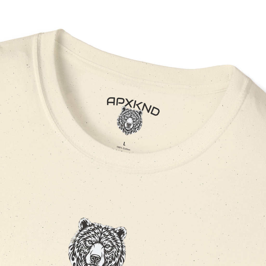 Apexkind Fear No Battle Grizzly Graphic T-Shirt – Unisex 100% Cotton Streetwear Tee, White