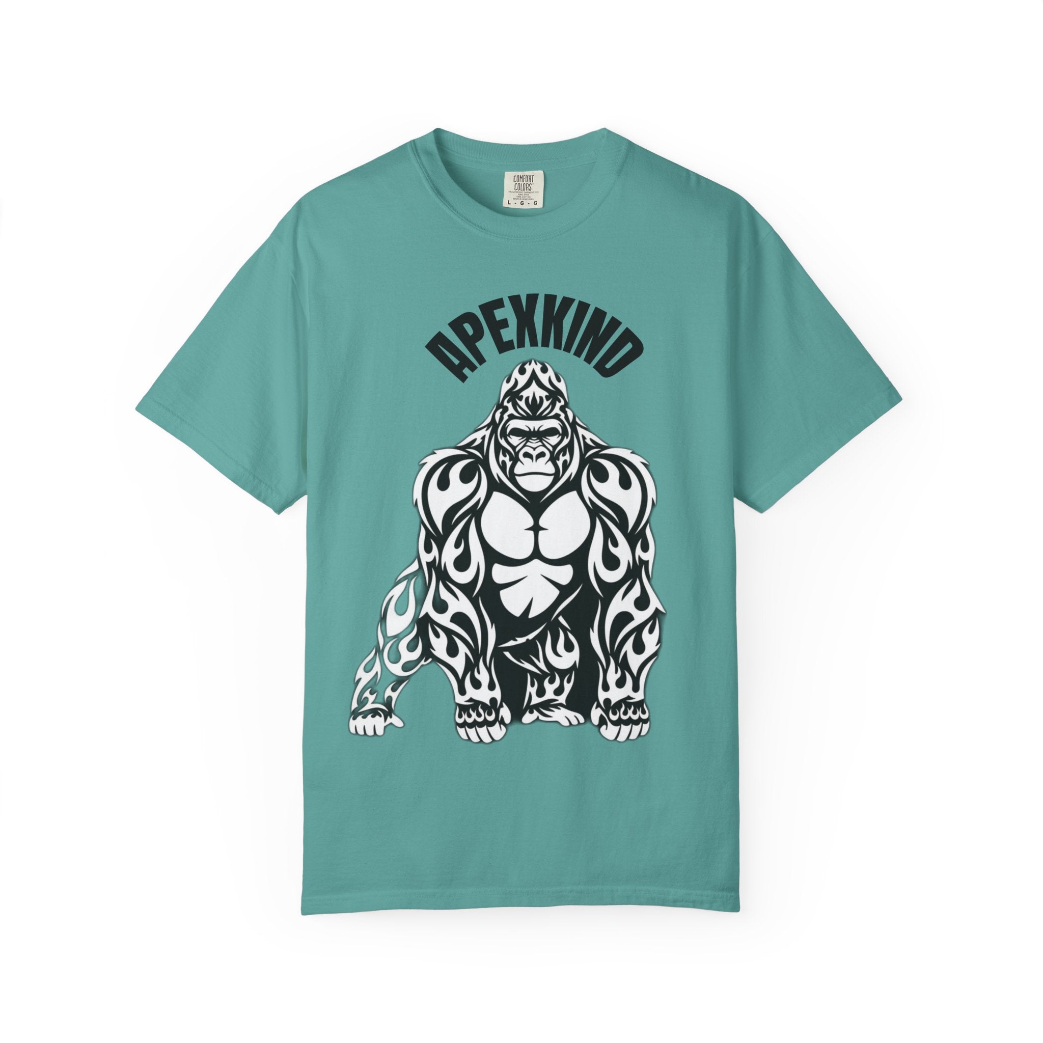 Tribal Flame Silverback Gorilla T-Shirt - Tribal Gorilla Illustration T-shirt | Bold Black Ape Design